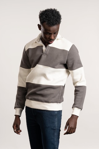 Fbı Polo Yaka Kalın Çizgili 3 İplik İçi Şardonlu Slimfit Sweatshirt Antrasit