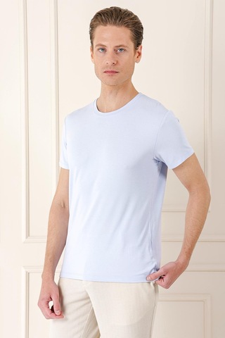 Efor Slim Fit Bisiklet Yaka Düz Pamuklu Buz Mavi Tişört Ts 823 Buz Mavi