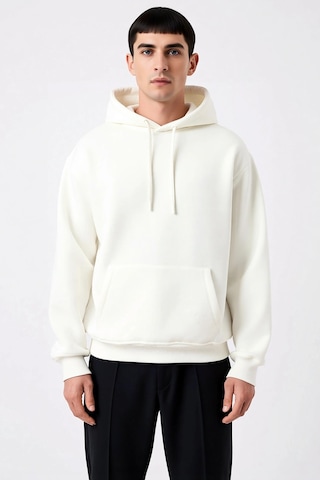 Benerly Erkek Kapüşonlu Düşük Kol Uzun Kollu Oversize Kalıp Sweatshirt Fo Ekru
