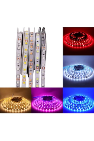 12 Volt 5050 Dış Mekan Şerit Led 3 Çipli Gün Işığı Metrede 60 Led Ip65 5 Metre