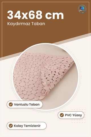 Banyo Paspası Vantuzlu Kaydırmaz 34x68 Cm Duş Küvet Pvc Yumuşak S çok renkli