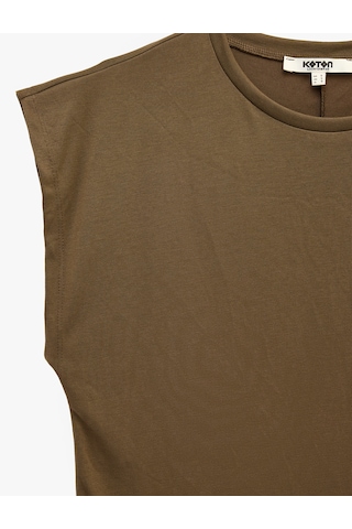 Koton Modal Karışımlı Bisiklet Yaka Kısa Kollu Basic Pijama Üstü Kahverengi 7wlk40105mk Kahve