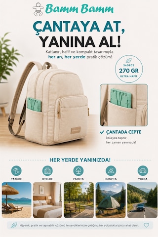 Bamm Bamm Katlanabilir Çocuk Tuvaleti, Portatif Lazımlık Taşıma Çantalı Yeşil