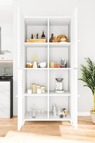 Enwood Deneb Mdf Beyaz 4 Kapaklı Panjur Kapak Ahşap Ayaklı Kiler