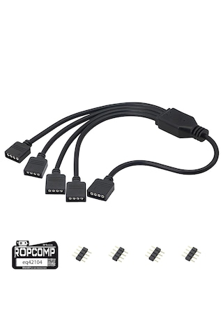 Ropcomp Pc Kasa Ve Led Aydınlatma İçin 4 Çıkışlı 4-pin Rgb Splitter 30 Cm