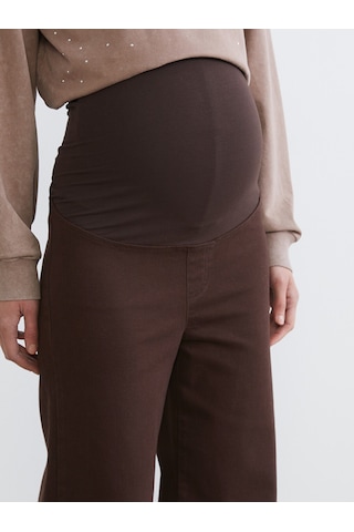 Lcwaıkıkı Maternity Kahverengi Karın Panelli Wideleg Hamile Jean Pantolon