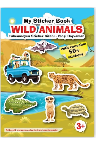My Sticker Book '' Vahşi Hayvanlar-dinozorlar'' , 2li Set Tükenmeyen Sticker Kitabım