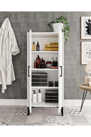 Viyana 2 Kapaklı Banyo Dolabı Çok Amaçlı Tamamı Mdf Beyaz