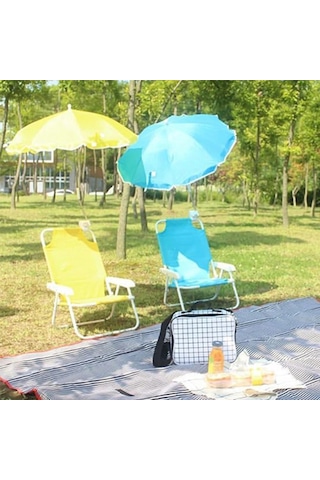 Çocuk Plaj Sandalyeleri Şemsiye İle Dış Mekan Mobilyası Plaj Çok Renkli