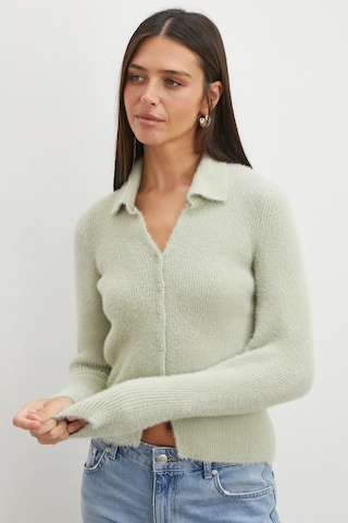 Uterpe Mint Yeşili Tüylü Crop Hırka Yeşil