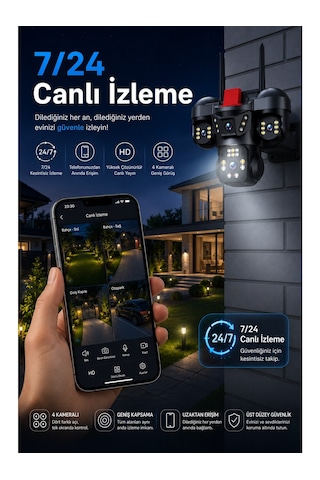 Linadex Lx-7676w Wifi 4 Kameralı Hd Güvenlik Kamerası