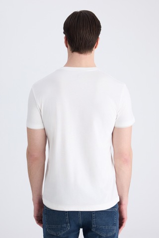 Twn Slim Fit Ekru Düz %100 Pamuklu T-shirt 2ec143831113m E01