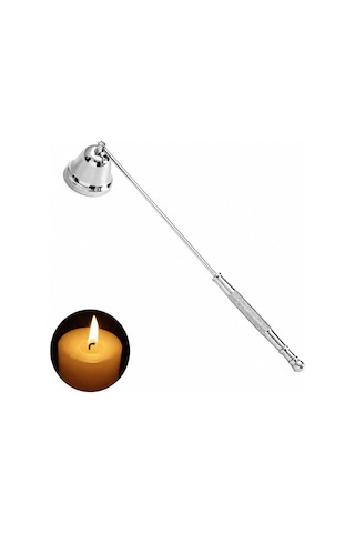 Hareketli Baş Çelik Silver 22 Cm Dekoratif Çan Dizayn Saplı Mum Söndürücü Cin818slv Gümüş