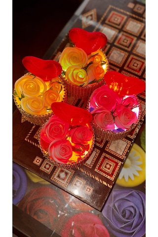 Sevgililer Günü Ledli Gül Sepeti 10cm 10cm
