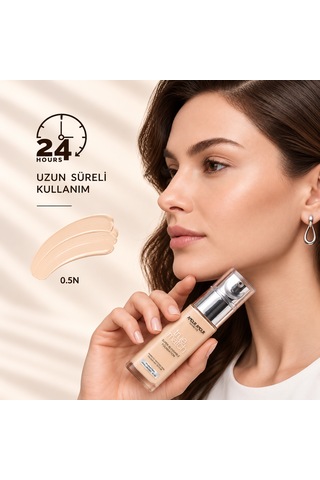 True Match Nemlendirici Likit Fondöten 30 Ml Hyaluronik Asitli, 24 Saat Kalıcı & Terlemeye Dayanıklı Doğal Bitiş 0.5n