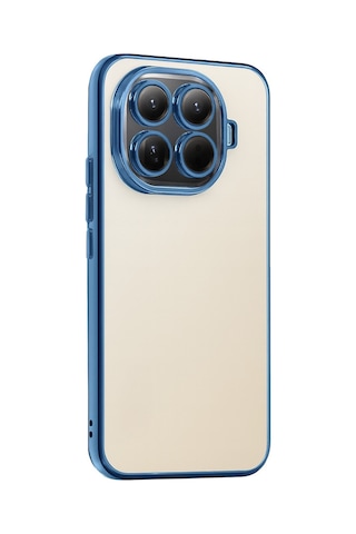 Xiaomi Mi 15t Pro Uyumlu Kılıf Renkli Çerçeve Şeffaf Yüzey Lens Korumalı Kılıf Ve Kapak Açık Mavi