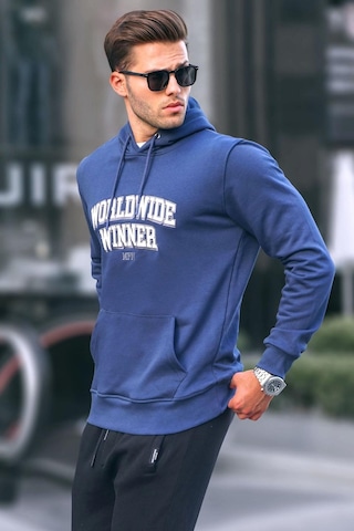Madmext Lacivert Baskılı Kapüşonlu Sweatshirt 6149-lacivert Lacivert