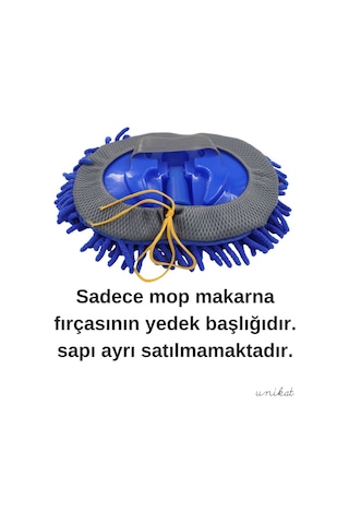 Teleskopik Mikrofiber Araç Yıkama Fırçası Yedek Mop Başlığı Mavi 1 Adet