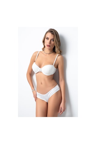 Miorre Push-Up Dolgulu Straplez Dantelli Sütyen Takımı Ekru