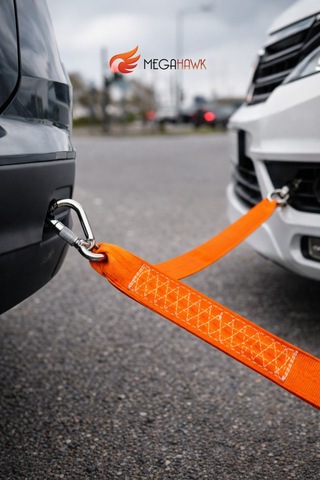 Çeki Halatı 50 Mm 3 Metre Turuncu Kancalı Araç Çekme Halatı Dayanıklı Oto Halat