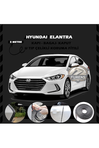 Hyundai Elantra Oto Araç Kapı Koruma Fitili 5metre Parlak Siyah Renk