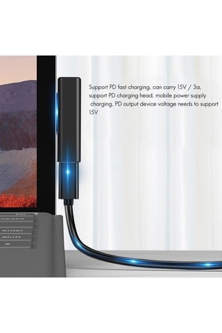 Dofolink Usb-c'den Surface Pd Hızlı Şarj Adaptörü - Pro 3/4/5/6, Book Uyumlu, Abs Malzeme, Siyah 45w+ Gerekli