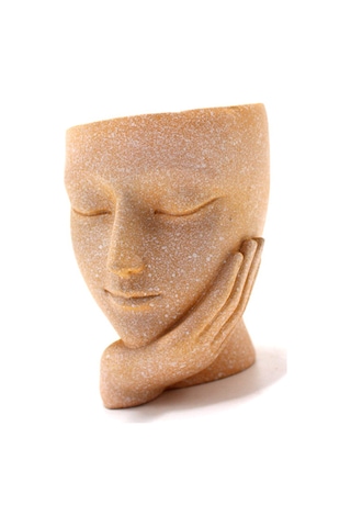 Konesam Yaratıcı Yüz Desenli Reçine Suksulent Bitki Saksısı - Masajüstü Dekoratif Bahçe Aksesuarı Ev Ofis Dekoru