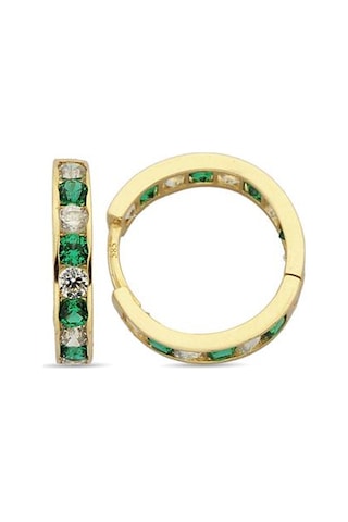 Altın Yeşil Taşlı Çocuk Küpe - 722000016781 Sarı Altın