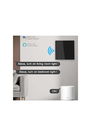 Tuya Smart Life Wifi Akıllı Lamba Siyah Cam Duvar Dokunmatik Akıllı Anahtar Siyah 3 Tuş