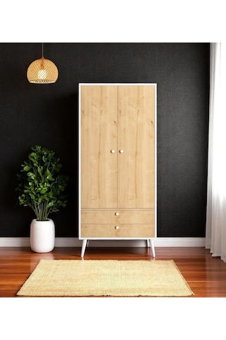 Floradesign Riva Elbise Dolabı / Iki Kapaklı Çekmeceli Dolap / Gardırop