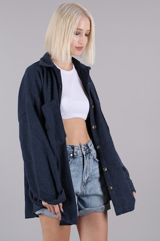 Madmext Lacivert Oversize Gömlek Ceket Mg1562 Lacivert