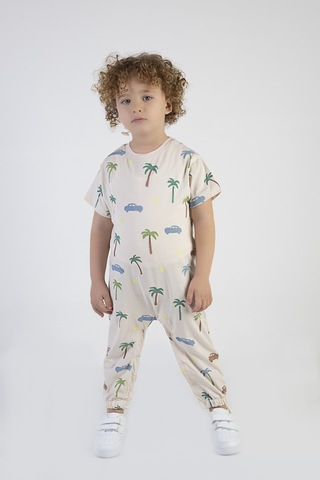 Harika Kids Kız Çocuk Araba-palmiye Desen Pamuklu Tulum Çok Renkli