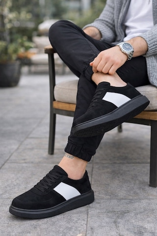 Aymood Jy011 Line Erkek Günlük Bağcıklı Süet Spor Sneaker Ayakkabı Sst - Siyah/beyaz