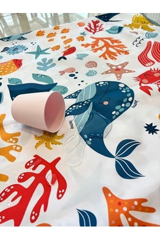 Seaworld Sıvı Geçirmeyen Çok Amaçlı Aktivite Örtüsü, Yer, Masa Ve Yatak İçin, Makinede Yıkanabilir, 145x150cm