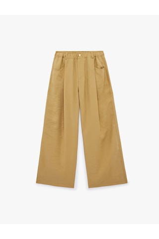 Koton Modal Kumaş Beli Lastikli Cepli Düz Geniş Paça Baggy Pantolon Khakı 6sak40161ew Haki