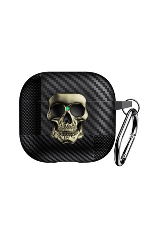 Caseonn Apple Airpods Uyumlu 5 Kılıf Güvenli Kilitli Kuru Kafa Karbon Bakır