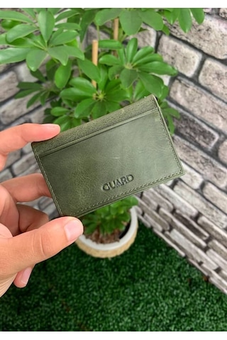Guard Antik Yeşil Hakiki Deri Kartlık Erkek / Kadın P1169 Yeşil