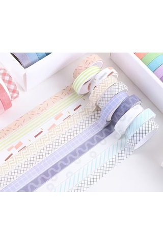 Share Vintage Washi Tape Bant Yapışkanlı Maskeleme Kağıdı Desenli Bant 20'li - Basic Seri Desenler 1