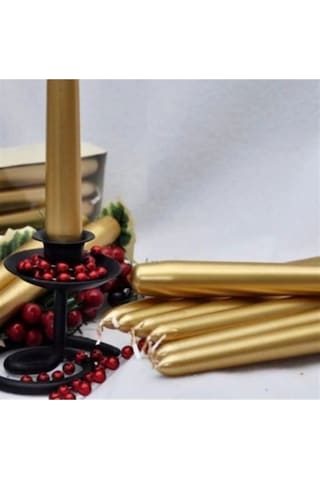 Şamdan Mumu 4 Adet Şamdan Mum Varaklı Altın Dore Mum PM-GOLD ŞAM