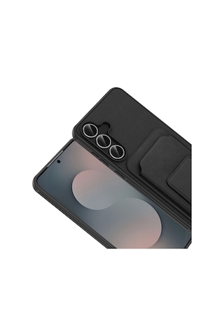Vendas Samsung Galaxy Uyumlu S25 Fe Kılıf Kartlıklı Tpu Zore Bikart Kapak + Cam Ekran Koruyucu Siyah