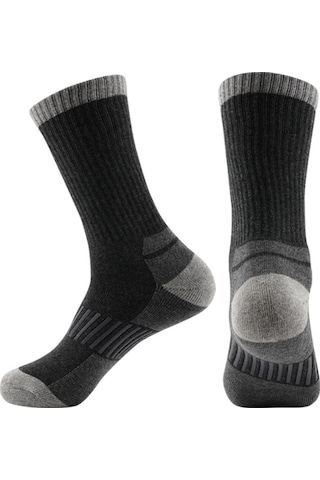 Teltree Kışlık Kalın Orta Bilekli Kayak Çorabı - Isı Sağlama, Ter Emici, Anti Kayma Outdoor Spor Çorabı Koyu Gri Koyu Gri