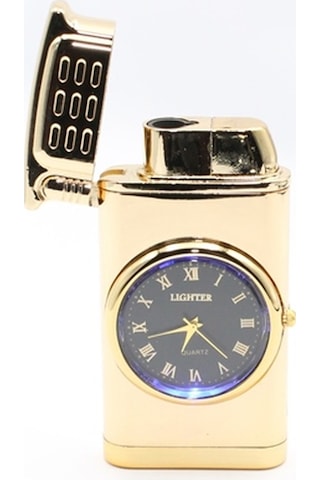 Kişiye Özel Silvio Monetti Altın Gazlı Saatli Tasarım Çakmak