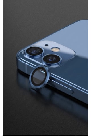 Apple İphone 12 Mini Kamera Koruyucu Lens Mercek Metal Çerçeveli 2li Set Mavi Blue