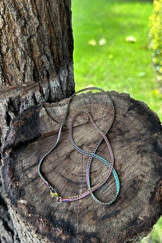 Vegas Tasarım Hasır Model 316l Renkli Paslanmaz Çelik 55cm Kolye