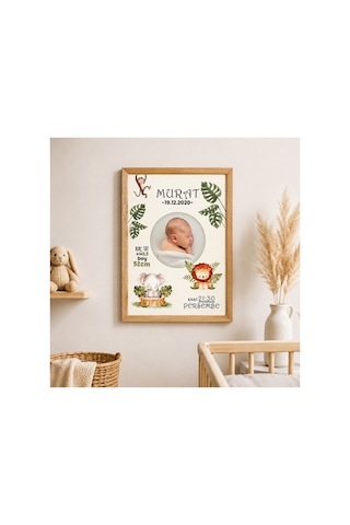 Kişiye Özel Erkek Bebek Doğum Panosu 20x30 Cm Aslan Fil Temalı 4 Mm Foreks Ayaklı Hatıra Tablosu Sürpriz Hediyeli Diğer