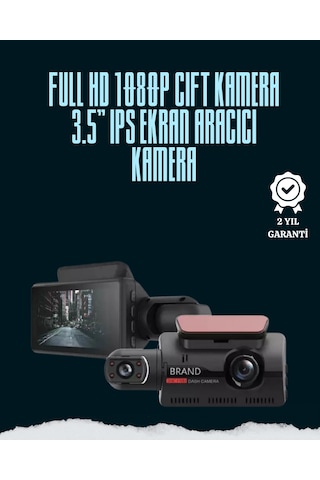 Çift Lensli Araç İçi Kamera - Park Koruma, Gece Görüş Ve Tarih Damgası