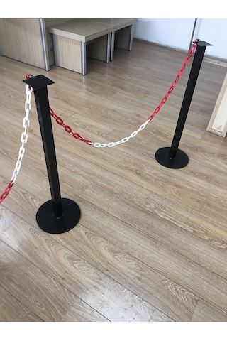 Güvenlik Şeridi Yönlendirme Bariyeri Zincirli Metal Duba Demir Bariyer 86 Cm 1.5mm