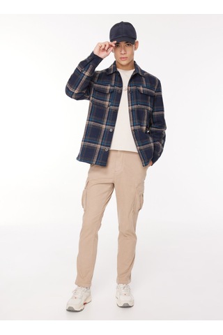 Wrangler Erkek Loose Fit Lacivert Ekose Ceket - W232406410