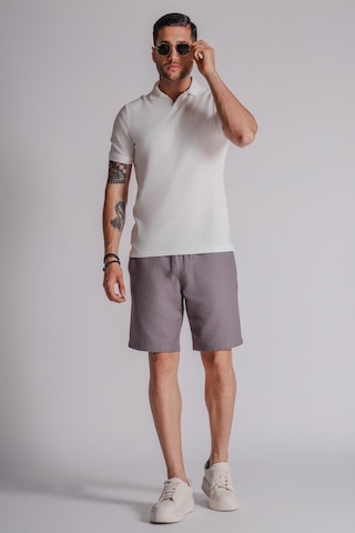 Braccas Erkek Yandan Cepli Beli Lastikli Keten Dokulu Relaxed Fit Jogger Şort Antrasit Antrasit