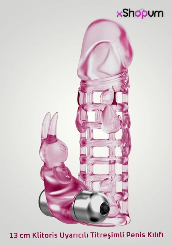 xShopum 13 Cm Titreşimli Tavşan Klitoris Uyarıcılı Penis Kılıfı